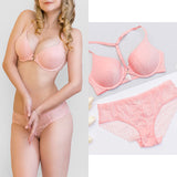 VS Brand 2019 hot push up bra Set Underwear Women Full Coverage Lace Comfortable Underwire padding Bra panties Set For Ladies