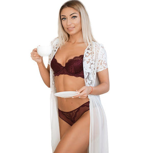 70A Bra set Buy More Discount Big women sexy bra set intimates embroidery half cup lingerie thin temptation and panty