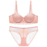 70B Bra set Buy More Big Discount women Lace hollow out panty underwear set Red Black Beige transparent bra brief sets