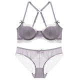 75A Bra set Buy More Big Discount Push-up Bra and Panty Sets 3/4 Cup Brand Lace Lingerie Set Deep V intimates bralette set