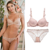 75A Bra set Buy More Big Discount Push-up Bra and Panty Sets 3/4 Cup Brand Lace Lingerie Set Deep V intimates bralette set