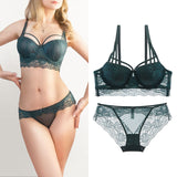 75A Bra set Buy More Big Discount Push-up Bra and Panty Sets 3/4 Cup Brand Lace Lingerie Set Deep V intimates bralette set