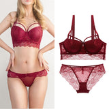 75A Bra set Buy More Big Discount Push-up Bra and Panty Sets 3/4 Cup Brand Lace Lingerie Set Deep V intimates bralette set