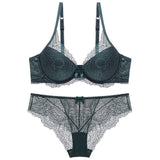 75A Bra set Buy More Big Discount Push-up Bra and Panty Sets 3/4 Cup Brand Lace Lingerie Set Deep V intimates bralette set