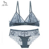 Wire free Brand Lace women bra set  Black red hollow out underwear panty set lady intimates bralette Push up bra brief set