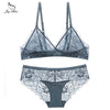 Wire free Brand Lace women bra set  Black red hollow out underwear panty set lady intimates bralette Push up bra brief set