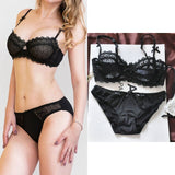 70A Bra set Buy More Discount Big Sexy Lace Triangle cup Bra Sets For Women Wireless Thin Cotton Breathable Underwear Lingerie