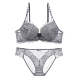 80A Bra set Buy More Big Discount Lace Lingerie Set Push Up  Solid  Underwear Embroidery bra and panty set Lace intimate