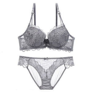 80A Bra set Buy More Big Discount Lace Lingerie Set Push Up  Solid  Underwear Embroidery bra and panty set Lace intimate