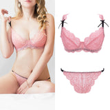 80A Bra set Buy More Big Discount Lace Lingerie Set Push Up  Solid  Underwear Embroidery bra and panty set Lace intimate
