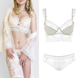 80A Bra set Buy More Big Discount Lace Lingerie Set Push Up  Solid  Underwear Embroidery bra and panty set Lace intimate