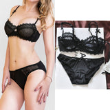 80A Bra set Buy More Big Discount Lace Lingerie Set Push Up  Solid  Underwear Embroidery bra and panty set Lace intimate