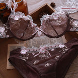 80A Bra set Buy More Big Discount Lace Lingerie Set Push Up  Solid  Underwear Embroidery bra and panty set Lace intimate