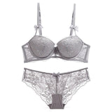 75C Bra set Buy More Big Discount Ultrathin Underwear Set Women Transparent Bra and panites Lace Embroidery Lingerie Brassiere