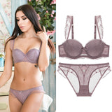 70A Bra set Buy More Discount Big Underwear Set Plus Size C D Cup Women Transparent Bra Sets Lace Embroidery Lingerie Gray