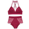 75C Bra set Buy More Big Discount Wire Free Floral Lace Bralette Briefs Set Simple comfortable cotton Bra Underwear Women