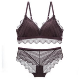 80A Bra set Buy More Big Discount  Push Up Bras Underwear Sets 3/4 cup Adjustable Bras and Panties wire free thin cup intimates