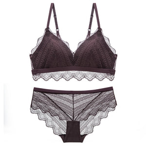 80A Bra set Buy More Big Discount  Push Up Bras Underwear Sets 3/4 cup Adjustable Bras and Panties wire free thin cup intimates