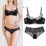 80A Bra set Buy More Big Discount  Push Up Bras Underwear Sets 3/4 cup Adjustable Bras and Panties wire free thin cup intimates