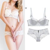 80A Bra set Buy More Big Discount  Push Up Bras Underwear Sets 3/4 cup Adjustable Bras and Panties wire free thin cup intimates