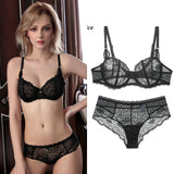 80A Bra set Buy More Big Discount  Push Up Bras Underwear Sets 3/4 cup Adjustable Bras and Panties wire free thin cup intimates