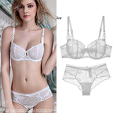 80A Bra set Buy More Big Discount  Push Up Bras Underwear Sets 3/4 cup Adjustable Bras and Panties wire free thin cup intimates