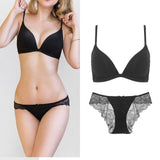 80A Bra set Buy More Big Discount  Push Up Bras Underwear Sets 3/4 cup Adjustable Bras and Panties wire free thin cup intimates