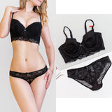 80A Bra set Buy More Big Discount  Push Up Bras Underwear Sets 3/4 cup Adjustable Bras and Panties wire free thin cup intimates