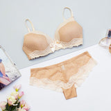 70c Buy More Big Discount Sexy Lace Triangle cup Bra Sets For Women Wireless Thin Cotton Breathable Comfortable Underwear