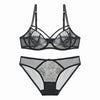 European Lace women Push Up Bra Sets transparent Bra And Panty French Romantic Intimate Underwear Set temptation girl bra