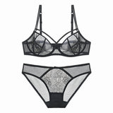 European Lace women Push Up Bra Sets transparent Bra And Panty French Romantic Intimate Underwear Set temptation girl bra