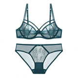 European Lace women Push Up Bra Sets transparent Bra And Panty French Romantic Intimate Underwear Set temptation girl bra