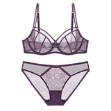 European Lace women Push Up Bra Sets transparent Bra And Panty French Romantic Intimate Underwear Set temptation girl bra