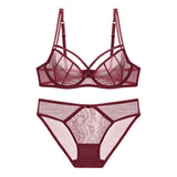 European Lace women Push Up Bra Sets transparent Bra And Panty French Romantic Intimate Underwear Set temptation girl bra