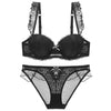 Breast Gather 3/4 Cup padding Bras Underwear women Straps Summer push-up bras with see-Through Panty Bra Set For Young Girls