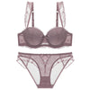 Breast Gather 3/4 Cup padding Bras Underwear women Straps Summer push-up bras with see-Through Panty Bra Set For Young Girls